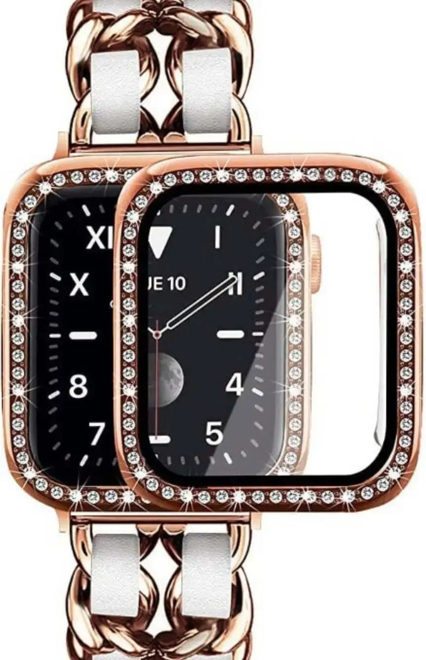 Bling Case Cover Compatible Apple Watch Band 44mm Series 6/5/4 silver